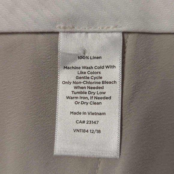 Talbots Windsor Linen Cream Pants Size 10 - Picture 3 of 9